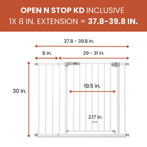hauck 59727 Open N Stop KD Pressure Fit with 8 Inch Extension Baby Gate, White