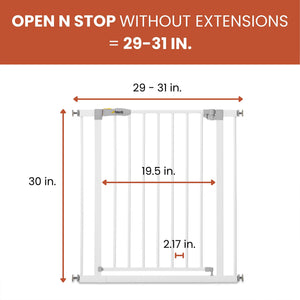 hauck Open N Stop Pressure Fit Baby Safety Gate for Openings 29 to 31", White