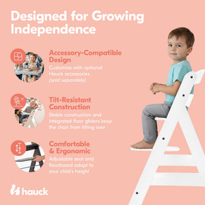 hauck Alpha+ Grow Along Adjustable Wooden Baby High Chair Seat, Beechwood, White - TRAPSKI