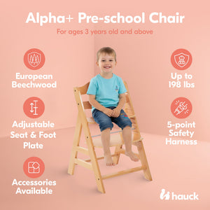 hauck Alpha+ Grow Along Seat, Adjustable Wooden Chair, Beechwood, Natural