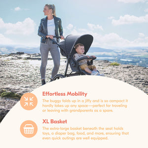 hauck 3-Wheel All Terrain Stroller with Raincover - From Birth up to 48.5lbs