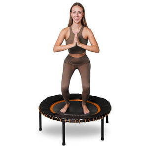 LEAPS & REBOUNDS 48" Mini Fitness Trampoline & Rebounder Gym Equipment, Orange