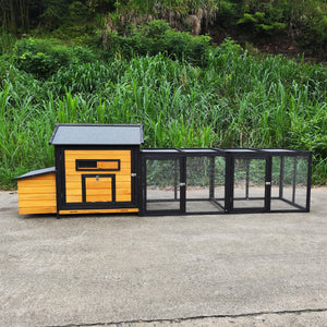 114" Wooden Chicken Coop with Outdoor Run