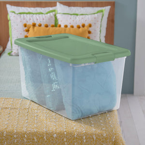 Sterilite 64 Qt Latching Plastic Storage Container Tote, Crisp Green (18 Pack)