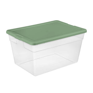 Sterilite 56 Qt Plastic Stackable Storage Container Tote, Crisp Green (24 Pack)