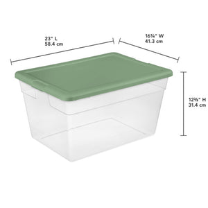 Sterilite 56 Qt Plastic Stackable Storage Container Tote, Crisp Green, 16 Pack