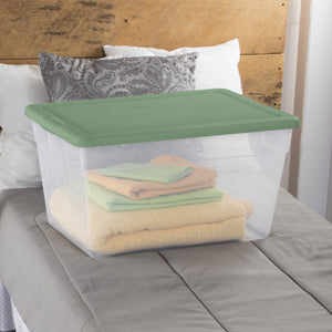 Sterilite 56 Qt Plastic Stackable Storage Container Tote, Crisp Green (24 Pack)