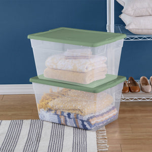 Sterilite 56 Quart Plastic Stackable Storage Container Tote, Crisp Green, 8 Pack