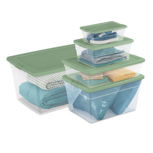 Sterilite 56 Qt Plastic Stackable Storage Container Tote, Crisp Green (24 Pack)