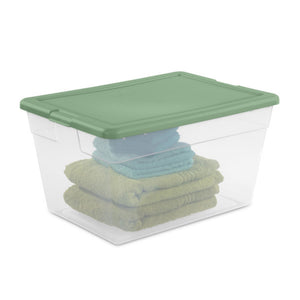 Sterilite 56 Qt Plastic Stackable Storage Container Tote, Crisp Green (32 Pack)