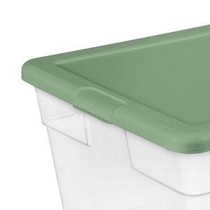 Sterilite 56 Qt Plastic Stackable Storage Container Tote, Crisp Green (24 Pack)