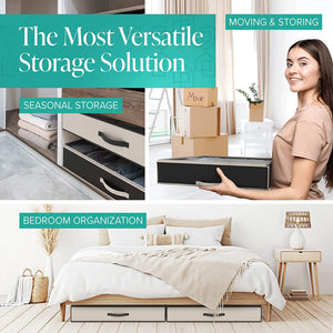 Woffit 12 Pair Under Bed Shoe Storage Zippered Organizer Box, Beige, Set of 2