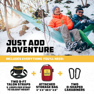 Wise Owl Outfitters Large DoubleOwl Hammock w/Adjustable Straps, Charcoal/Red