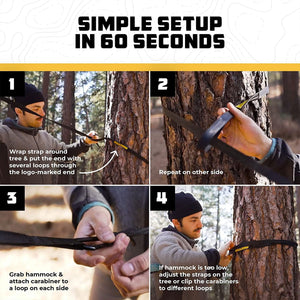 Wise Owl Outfitters Large DoubleOwl Hammock w/Adjustable Straps, Charcoal/Red