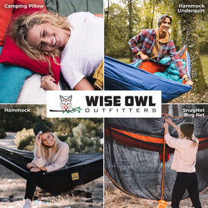 Wise Owl Outfitters Large DoubleOwl Hammock w/Adjustable Straps, Charcoal/Red