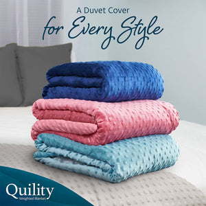 Quility 15 Pound Weighted Blanket Duvet Cover for Adults, F/Q 60" x 80," Gray