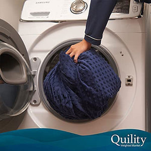 Quility 30 Pound Weighted Blanket Duvet Cover for Adults, King 86" x 92," Navy