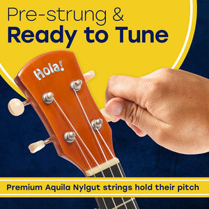 Hola! Music Color Series Soprano Ukulele with Tote Bag, Strap, & Picks, Natural