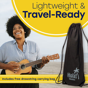 Hola! Music Color Series Soprano Ukulele with Tote Bag, Strap, & Picks, Natural - TRAPSKI