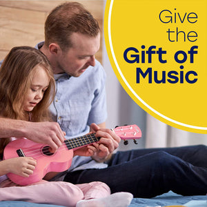 Hola! Music Color Series Soprano Ukulele Set with Tote Bag, Strap, & Picks, Pink