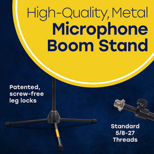 Hola! Music Adjustable Height Standard Clutch Studio Microphone Stand, Black - TRAPSKI