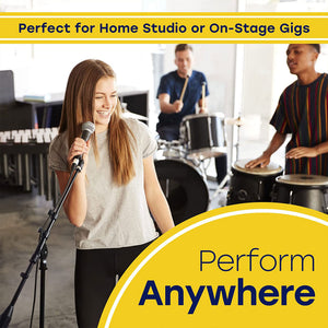 Hola! Music Adjustable Height Standard Clutch Studio Microphone Stand, Black - TRAPSKI