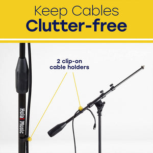 Hola! Music Adjustable Height Standard Clutch Studio Microphone Stand, Black - TRAPSKI