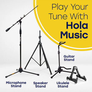 Hola! Music Adjustable Height Standard Clutch Studio Microphone Stand, Black - TRAPSKI