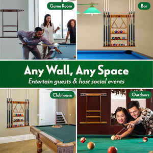 ISZY Billiards Wall Mounted Pool Accessories Billiard Ball and Stick Holder Rack