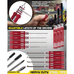 LAEGENDARY 25pc RC Car Magnetic Repair Tool Kit for Drone, Boat, Plane, or Truck - TRAPSKI