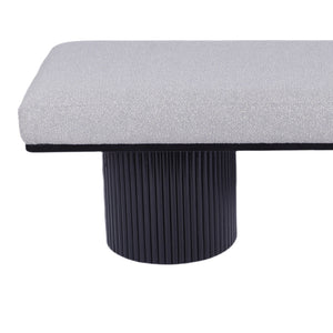 Upholstered Bench With Black Chunky Legs Boucle Contemporary Style Bed-End Bench For Bedroom Living Room - Light Gray
