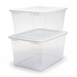 HOMZ 56qt Snaplock Clear Plastic Storage Container Bin with Secure Lid, 2 Pack