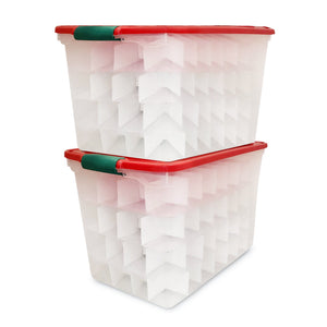 Homz 112 Qt Latching Holiday Plastic Storage Container Tote Box, Clear (2 Pack)
