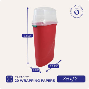 HOMZ 30-Inch Vertical Gift Wrap Storage Container, Wrapping Paper Bin, 2 Pack