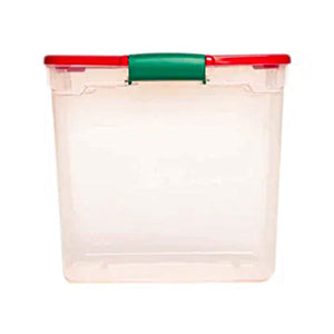 HOMZ 31 Quart Holiday Plastic Storage Container Bin with Latching Lid, 4 Pack