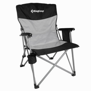 KingCamp Padded Outdoor Camping Lounge Chair with Cupholder & Pocket, Black/Grey - TRAPSKI