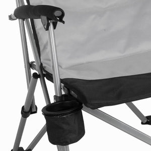 KingCamp Padded Outdoor Camping Lounge Chair with Cupholder & Pocket, Black/Grey - TRAPSKI