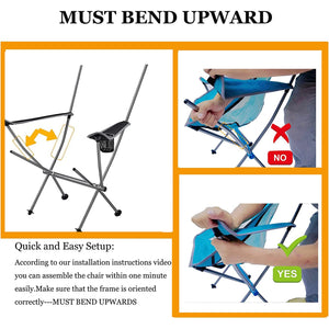 KingCamp Lightweight Highback Camp Lounge Chair with Cupholder & Pocket, Khaki