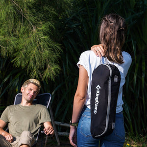 KingCamp Lightweight Highback Camp Lounge Chair with Cupholder & Pocket, Khaki