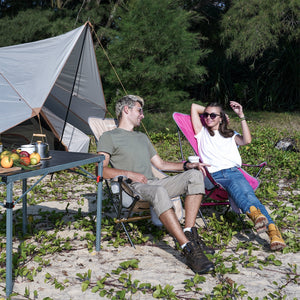KingCamp Lightweight Highback Camp Lounge Chair with Cupholder & Pocket, Khaki
