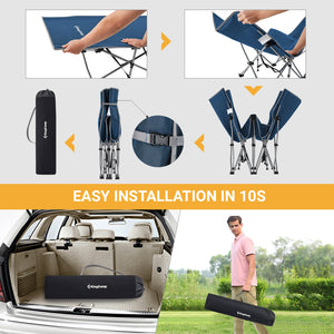 KingCamp Folding Portable Outdoor Camping Cot w/ Multi Layer Side Pocket, Blue