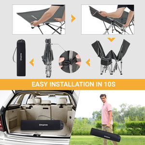 KingCamp Folding Portable Outdoor Camping Cot w/ Multi Layer Side Pocket, Grey