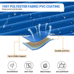 KingCamp 2-Person Double Sleeping Pad Lightweight Inflatable Air Mat, Blue