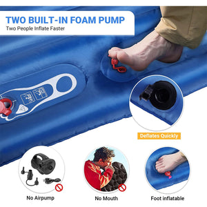 KingCamp 2-Person Double Sleeping Pad Lightweight Inflatable Air Mat, Blue
