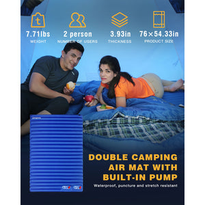 KingCamp 2-Person Double Sleeping Pad Lightweight Inflatable Air Mat, Blue