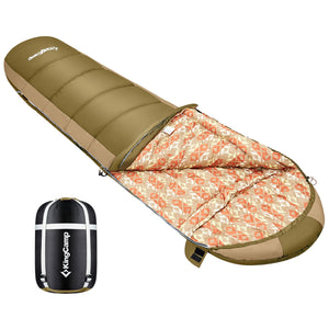 KingCamp Ultralight Warm 3 Season Sleeping Bag w/Compact Compression Sack, Olive