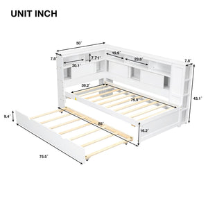 Daybed With Storage Shelves, USB Charging, And Trundle Bed