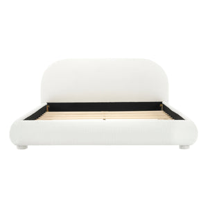 Cream Style Fabric Upholstered Bed, Simple Modern Bedroom Double Bed, Queen