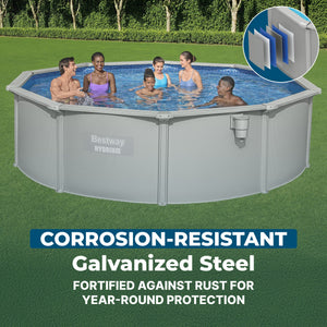 Bestway Hydrium 15' x 48" Round Steel Wall Above Ground Swimming Pool Set, Gray - TRAPSKI