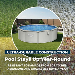 Bestway Hydrium 15' x 48" Round Steel Wall Above Ground Swimming Pool Set, Gray - TRAPSKI